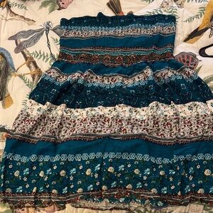 Cupshe Teal and Cream Floral Dress